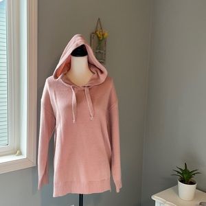 NWOT SHEIN Dusty Pink Drop Shoulder Drawstring Hooded Sweater, size Medium